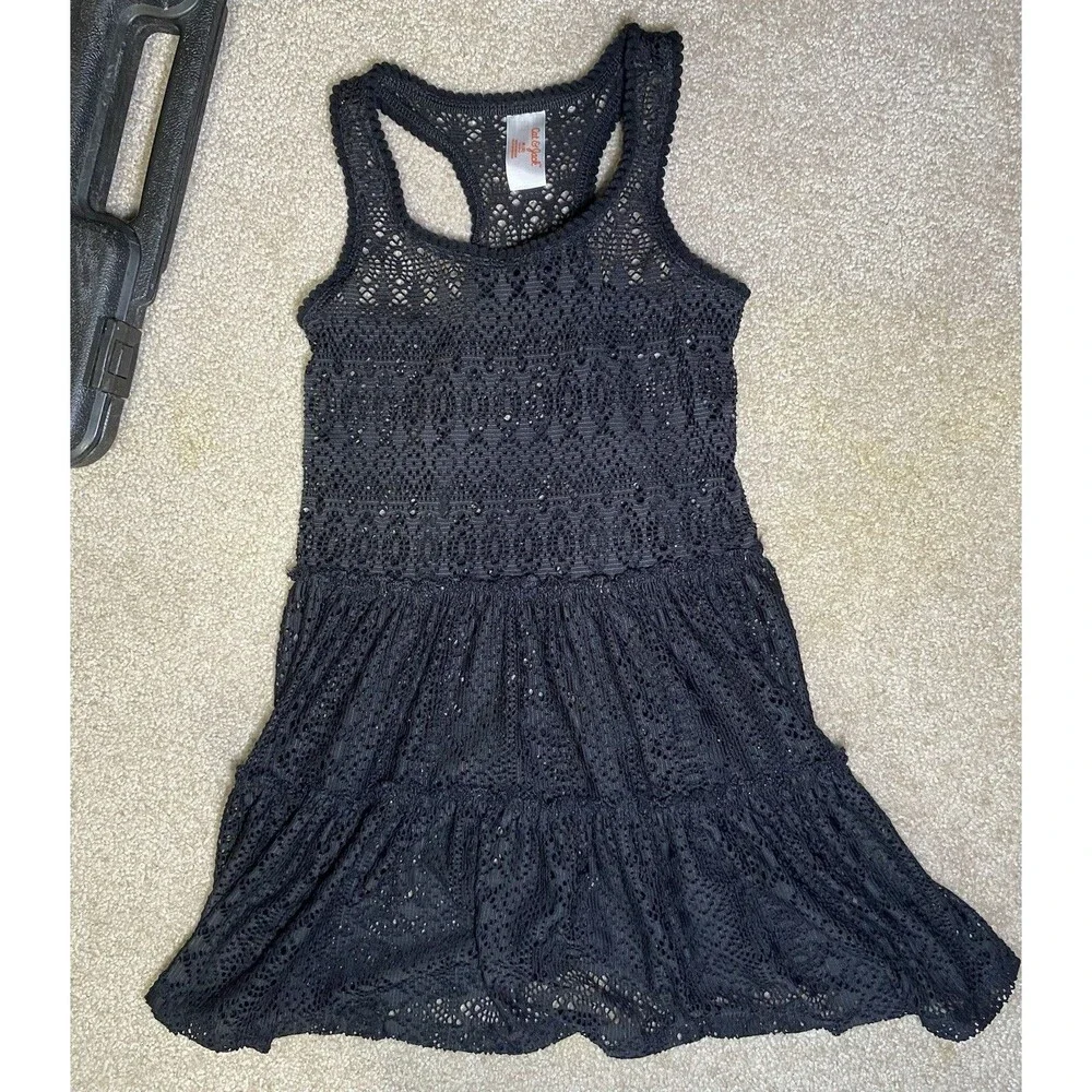 Art Class Bikini Cat & Jack Lace Cover-Up Swim Set Black Girls Medium 3pc